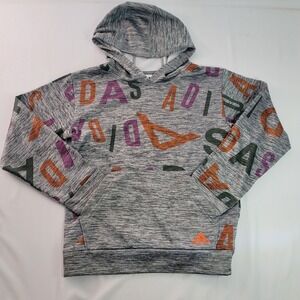 Adidas Hoodie All Over Print AOP Pullover Gray Boys Youth Extra Large YM 10/12